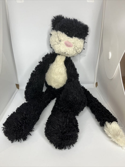 Jellycat Loopie black and white tuxedo cat animal soft toy 12", retired, rare